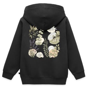 Natürliche Aquarellbotanik - Kinder Premium Organic Zip Hoodie - Schwarz - Hinten - AI Model Kid Male (0cm)