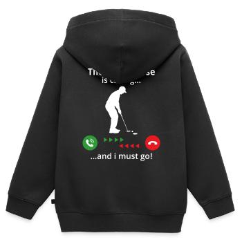 Der Golfplatz ruft und ich muss los! Golfer - Kinder Premium Organic Zip Hoodie - Schwarz - Hinten - AI Model Kid Male (0cm)