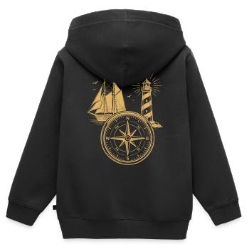 Maritime Compass Sailing Ship North Lighthouse - Kids Premium Organic Zip-up Hoodie - black - Back - AI Model Kid Male (0cm)