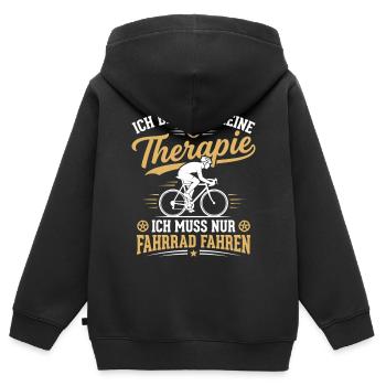 ich brauche keine therapie ich muss nur fahrrad - Kinder Premium Organic Zip Hoodie - Schwarz - Hinten - AI Model Kid Male (0cm)