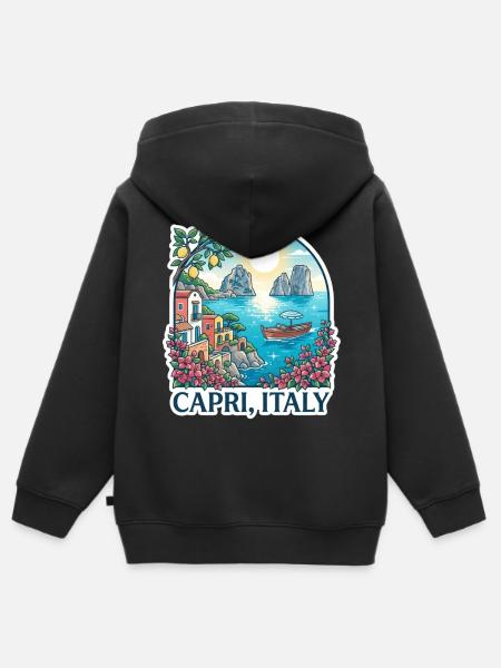 Capri Italy - Kinder Premium Organic Zip Hoodie - Schwarz