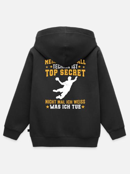 meine handball technik - Kinder Premium Organic Zip Hoodie - Schwarz
