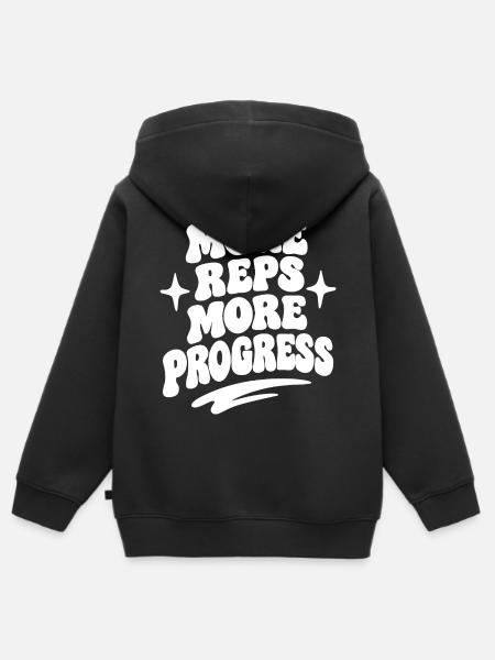 More Reps More Progress - Kinder Premium Organic Zip Hoodie - Schwarz