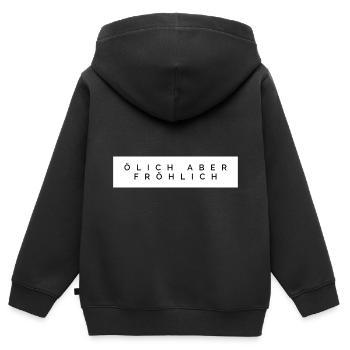IN DER WERKSTATT IST ES ÖLIG - Kinder Premium Organic Zip Hoodie - Schwarz - Hinten - AI Model Kid Male (0cm)