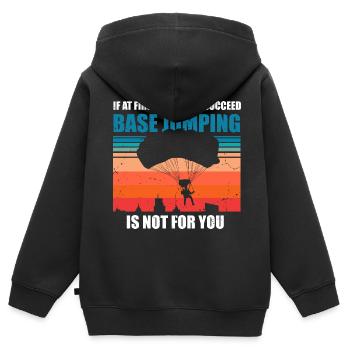 Base Jumping - Kinder Premium Organic Zip Hoodie - Schwarz - Hinten - AI Model Kid Male (0cm)