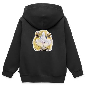 Cochon d'Inde - Sweat Premium à capuche zippé enfant bio - noir - Dos - AI Model Kid Male (0cm)