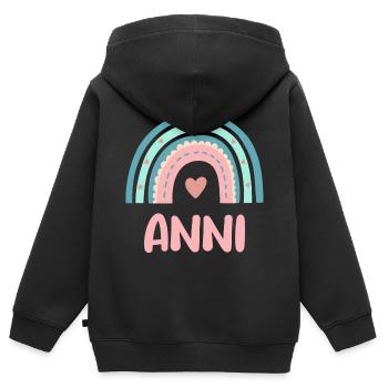 Anni Name Regenbogen Baby - Kinder Premium Organic Zip Hoodie - Schwarz - Hinten - AI Model Kid Male (0cm)