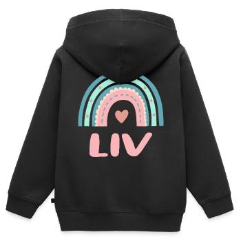 Liv Name Regenbogen Baby - Kinder Premium Organic Zip Hoodie - Schwarz - Hinten - AI Model Kid Male (0cm)