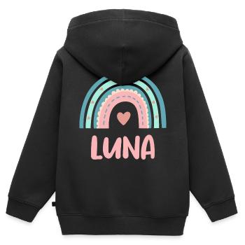 Luna Nom Rainbow Baby - Sweat Premium à capuche zippé enfant bio - noir - Dos - AI Model Kid Male (0cm)