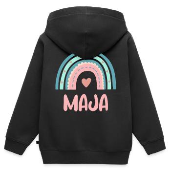 Maja Name Regenbogen Baby - Kinder Premium Organic Zip Hoodie - Schwarz - Hinten - AI Model Kid Male (0cm)