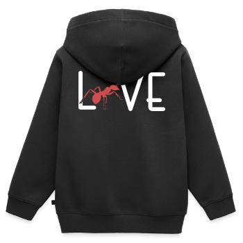 Ant "I love ant" ant state fire ant - Kids Premium Organic Zip-up Hoodie - black - Back - AI Model Kid Male (0cm)