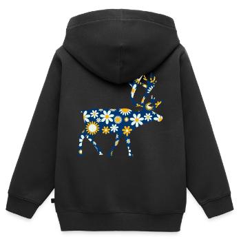 Rentier Rennes Skandinavien - Kinder Premium Organic Zip Hoodie - Schwarz - Hinten - AI Model Kid Male (0cm)
