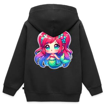 Meerjungfrau - Kinder Premium Organic Zip Hoodie - Schwarz - Hinten - AI Model Kid Male (0cm)
