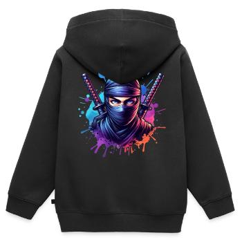 Ninja - Kinder Premium Organic Zip Hoodie - Schwarz - Hinten - AI Model Kid Male (0cm)