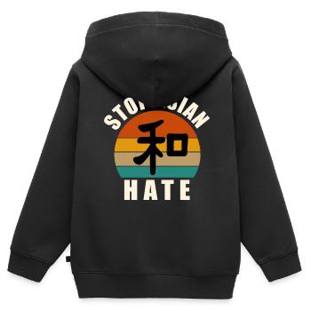 Arrêter la haine asiatique - Sweat Premium à capuche zippé enfant bio - noir - Dos - AI Model Kid Male (0cm)