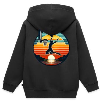Basketball Basketballer - Kinder Premium Organic Zip Hoodie - Schwarz - Hinten - AI Model Kid Male (0cm)