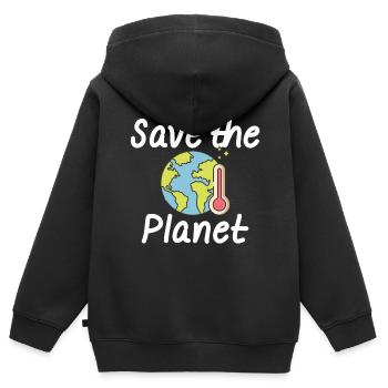Klimawandel Umweltschutz Naturschutz - Kinder Premium Organic Zip Hoodie - Schwarz - Hinten - AI Model Kid Male (0cm)