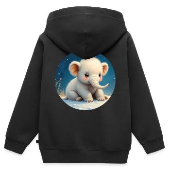 Baby-Elefant auf dem Sand - Kinder Premium Organic Zip Hoodie - Schwarz - Hinten - AI Model Kid Male (0cm)
