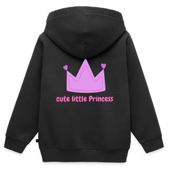 mignonne petite princesse - Sweat Premium à capuche zippé enfant bio - noir - Dos - AI Model Kid Male (0cm)