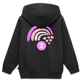 Anniversaire Arc-en-ciel 2 - Sweat Premium à capuche zippé enfant bio - noir - Dos - AI Model Kid Male (0cm)