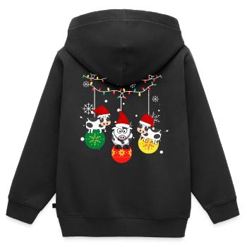 Noël de vache . Joyeux Noël - Sweat Premium à capuche zippé enfant bio - noir - Dos - AI Model Kid Male (0cm)