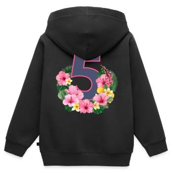 Summer birthday girls 5 - Kids Premium Organic Zip-up Hoodie - black - Back - AI Model Kid Male (0cm)