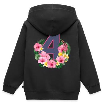 Summer birthday girls 4 - Kids Premium Organic Zip-up Hoodie - black - Back - AI Model Kid Male (0cm)