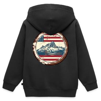 Amerikanische Vintage Berge - Kinder Premium Organic Zip Hoodie - Schwarz - Hinten - AI Model Kid Male (0cm)