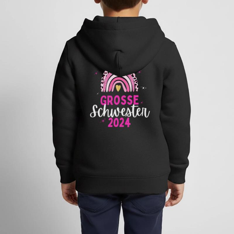 Ich werde Große Schwester 2024 Loading Regenbogen Kinder Premium Organic Zip Hoodie