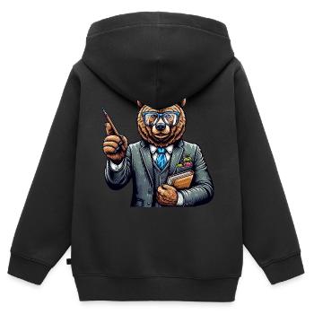 Cute Bear Teacher - Kids Premium Organic Zip-up Hoodie - black - Back - AI Model Kid Male (0cm)