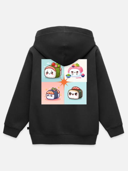 Sushi Go - Kids Premium Organic Zip-up Hoodie - black