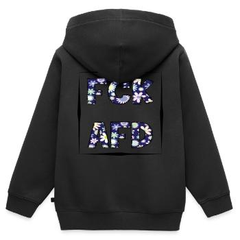 Blumige Grüße - Kinder Premium Organic Zip Hoodie - Schwarz - Hinten - AI Model Kid Male (0cm)