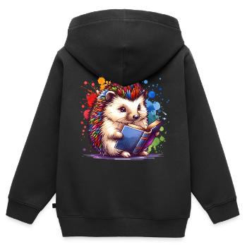 Lire Hérisson - Sweat Premium à capuche zippé enfant bio - noir - Dos - AI Model Kid Male (0cm)