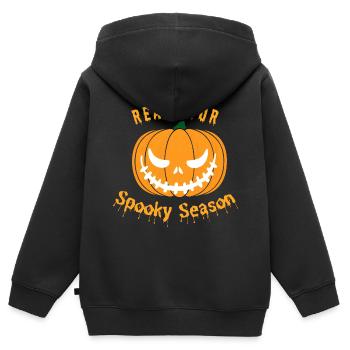 Saison effrayante - Sweat Premium à capuche zippé enfant bio - noir - Dos - AI Model Kid Male (0cm)