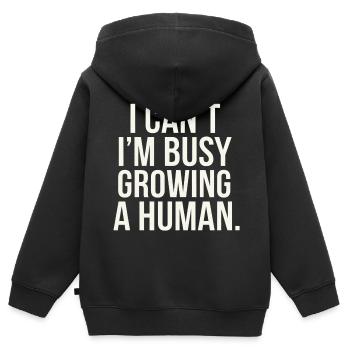 I Can't I'm Busy Growing A Human 9 - Kinder Premium Organic Zip Hoodie - Schwarz - Hinten - AI Model Kid Male (0cm)