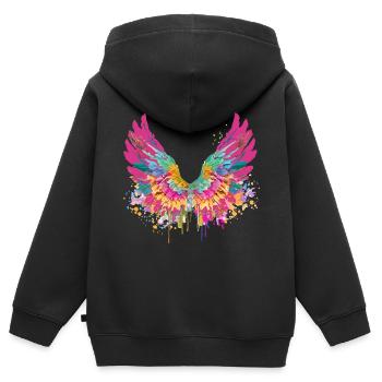 engelsflügel,angelwings,flügel.bunt,graffiti - Kinder Premium Organic Zip Hoodie - Schwarz - Hinten - AI Model Kid Male (0cm)