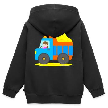 Süßer Kipplaster Baufahrzeug Lastwagen Transporter - Kinder Premium Organic Zip Hoodie - Schwarz - Hinten - AI Model Kid Male (0cm)