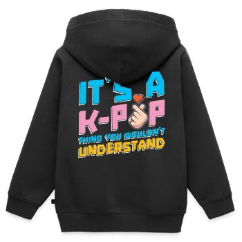 Koreanischer Pop Musiker Geschenk Lustiges K Pop - Kinder Premium Organic Zip Hoodie - Schwarz - Hinten - AI Model Kid Male (0cm)