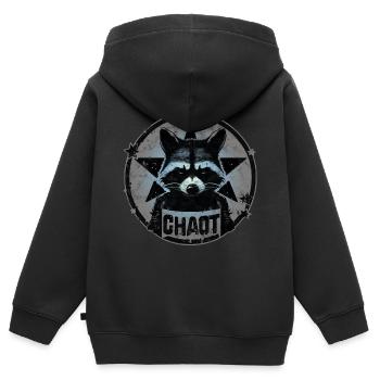 Waschbär, Chaot, Anarchie, Revolution, Stern - Kinder Premium Organic Zip Hoodie - Schwarz - Hinten - AI Model Kid Male (0cm)