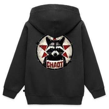 Waschbär, Chaot, Anarchie, Stern, Revolution - Kinder Premium Organic Zip Hoodie - Schwarz - Hinten - AI Model Kid Male (0cm)
