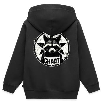 raton laveur, chaotique, anarchie, étoile, révolution - Sweat Premium à capuche zippé enfant bio - noir - Dos - AI Model Kid Male (0cm)
