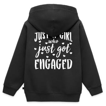 Fiancée, Girl, Partner, Gift, Engagement - Kids Premium Organic Zip-up Hoodie - black - Back - AI Model Kid Male (0cm)
