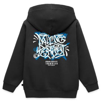 Graffiti urbain streetwear - Sweat Premium à capuche zippé enfant bio - noir - Dos - AI Model Kid Male (0cm)