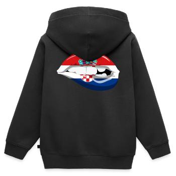 Kroatien Flagge Lippen Adria Zagreb Kroatin Heimat - Kinder Premium Organic Zip Hoodie - Schwarz - Hinten - AI Model Kid Male (0cm)