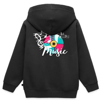 Music Love Music - Kids Premium Organic Zip-up Hoodie - black - Back - AI Model Kid Male (0cm)