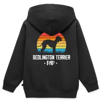 Bedlington Terrier - Sweat Premium à capuche zippé enfant bio - noir - Dos - AI Model Kid Male (0cm)