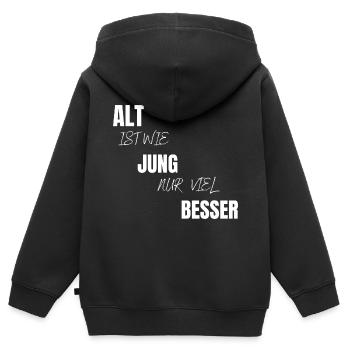 Alt ist wie jung nur viel besser Geschenk - Kinder Premium Organic Zip Hoodie - Schwarz - Hinten - AI Model Kid Male (0cm)