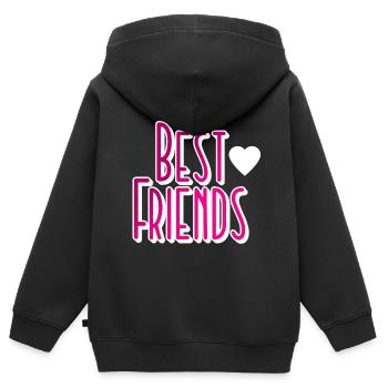 Meilleurs amis Amis Amitié - Sweat Premium à capuche zippé enfant bio - noir - Dos - AI Model Kid Male (0cm)