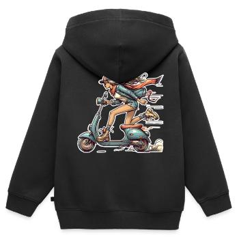 Scooter Cyclomoteur Scooter - Sweat Premium à capuche zippé enfant bio - noir - Dos - AI Model Kid Male (0cm)