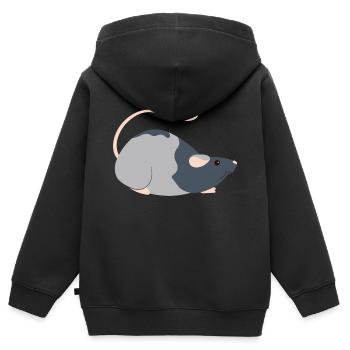 Rat doux - Sweat Premium à capuche zippé enfant bio - noir - Dos - AI Model Kid Male (0cm)